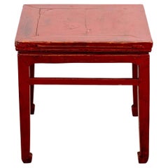 Antique Red Lacquered Chinese Side Table