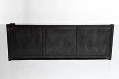 Red Lacquered Chinese Sideboard with Five Drawers and Three Shelves