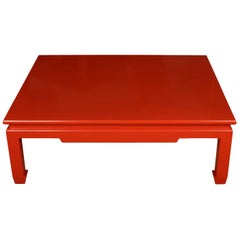 Vintage Red Lacquered Chinois Coffee Table