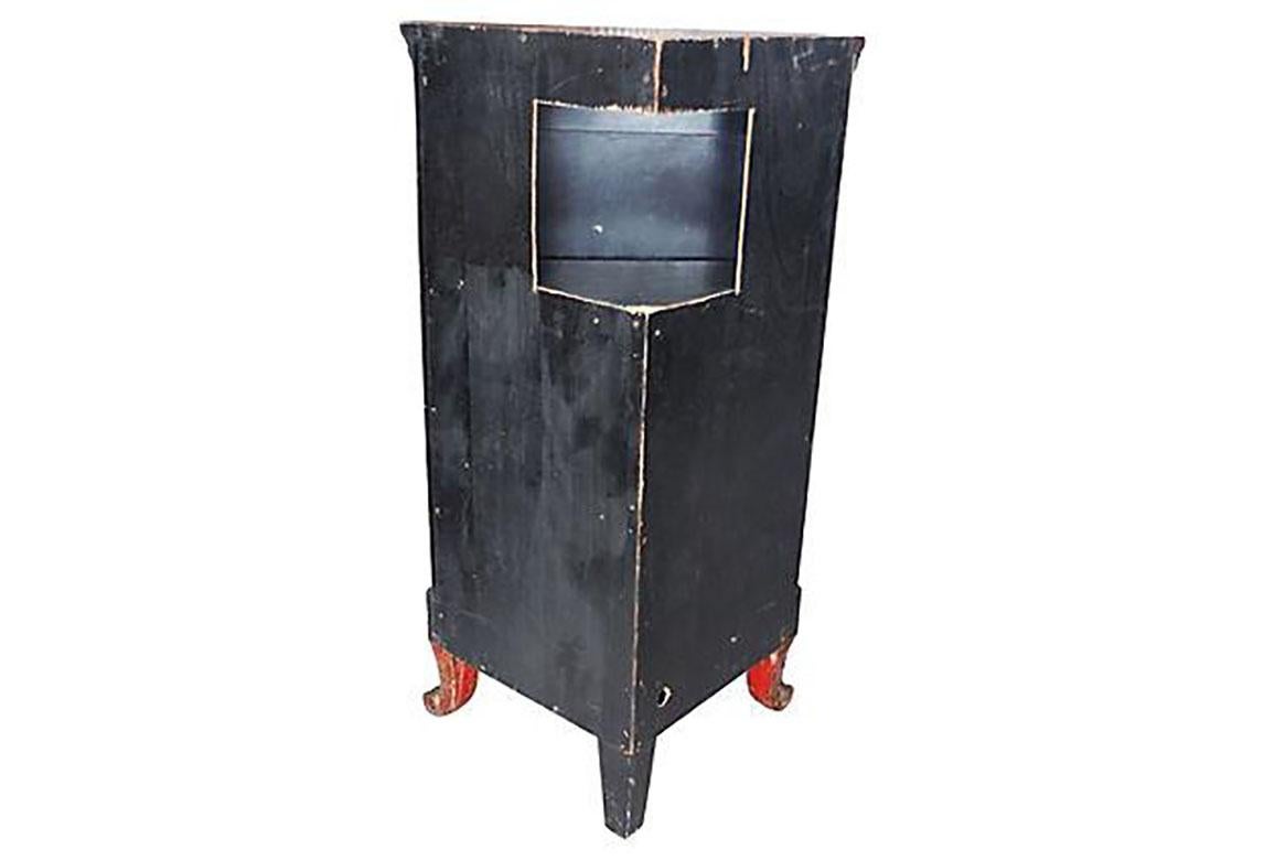 American Red Lacquered Chinoiserie Corner Cabinet For Sale