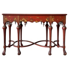 Red Lacquered Chinoiserie Side Table
