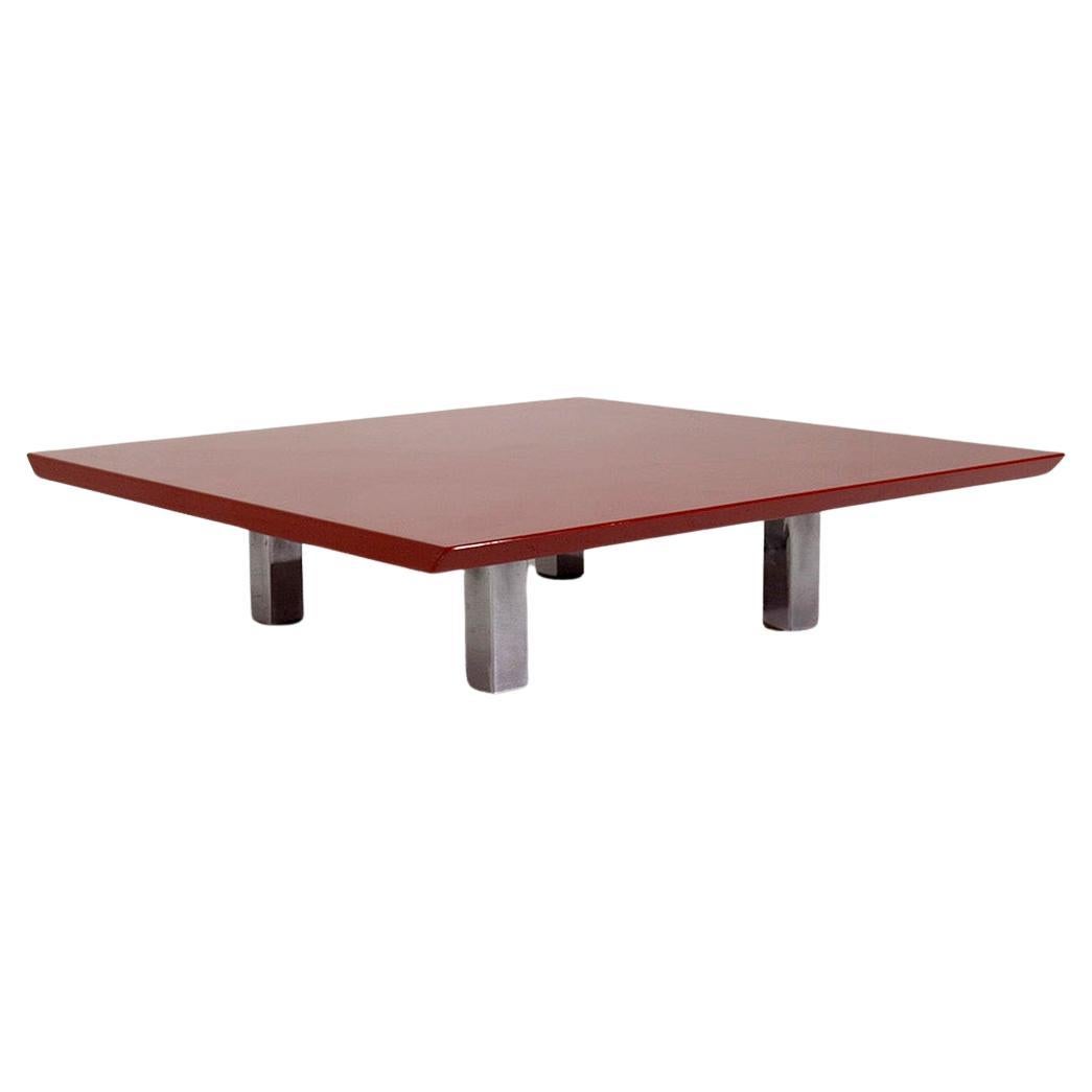 Red lacquered coffee table by Vittorio Introini for Saporiti