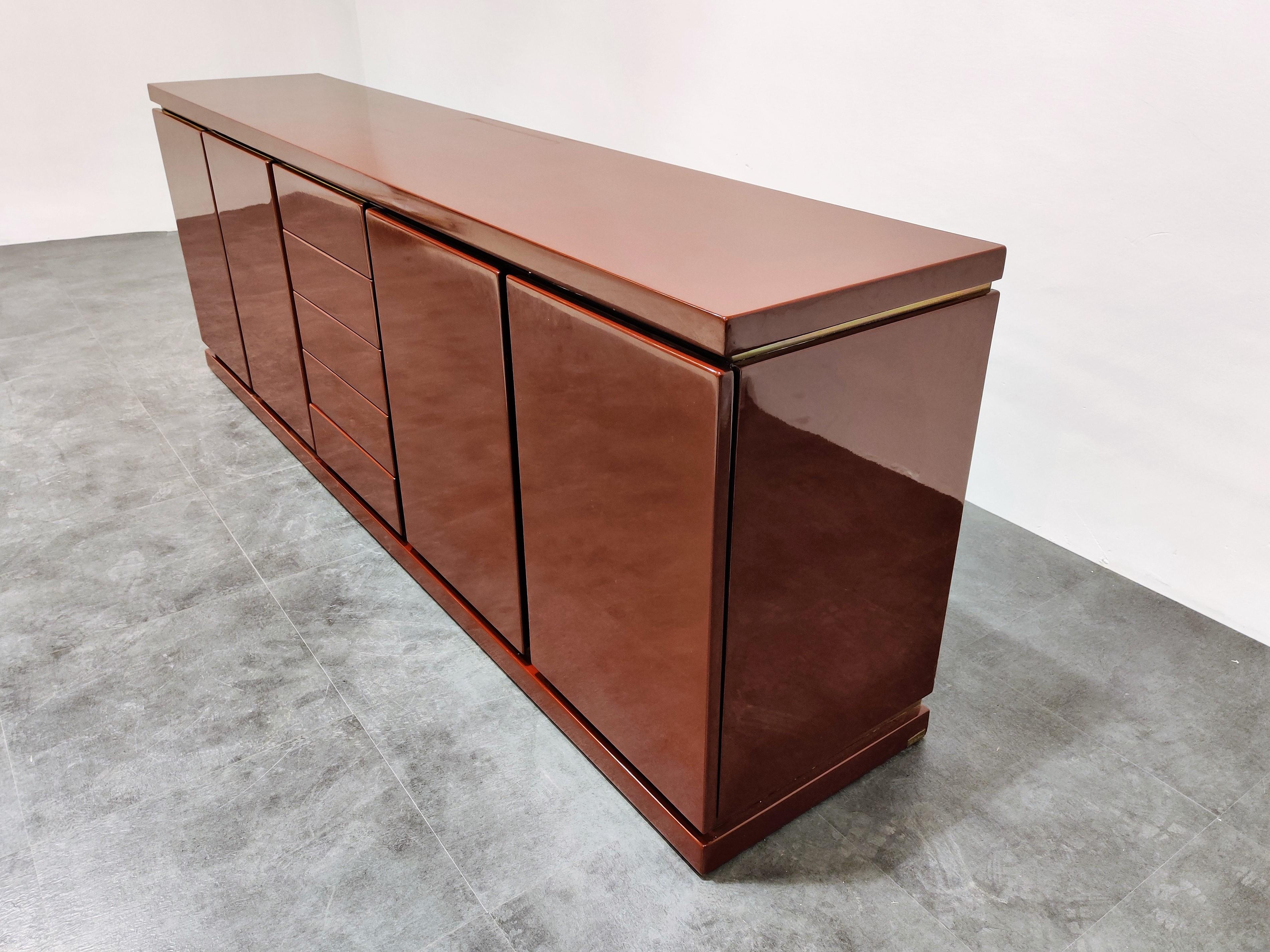 Late 20th Century Red Lacquered Credenza by Jean Charles, 1970s
