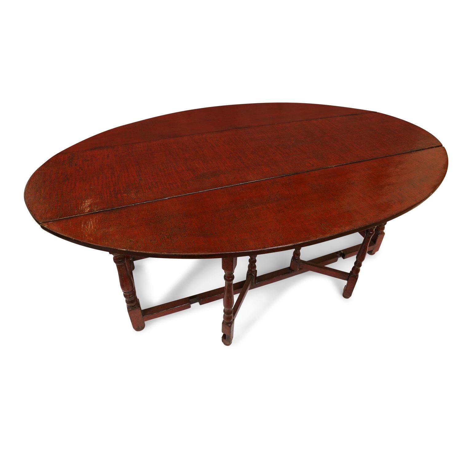 Hand-Carved Red Lacquered English Table