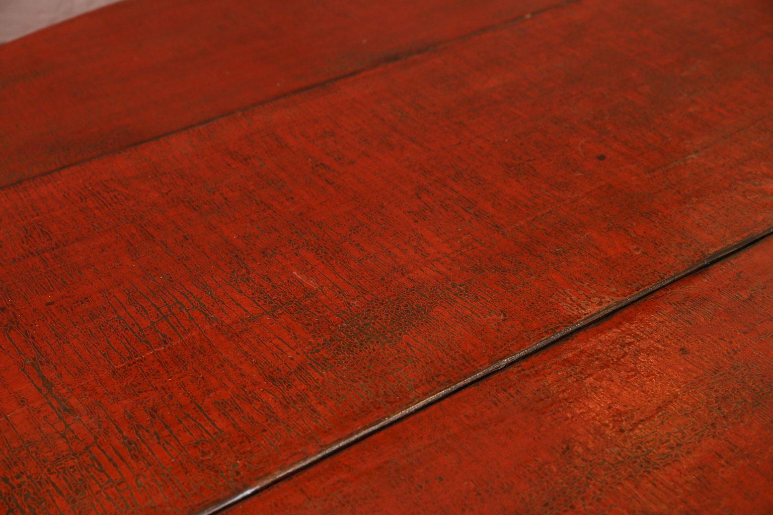 Oak Red Lacquered English Table