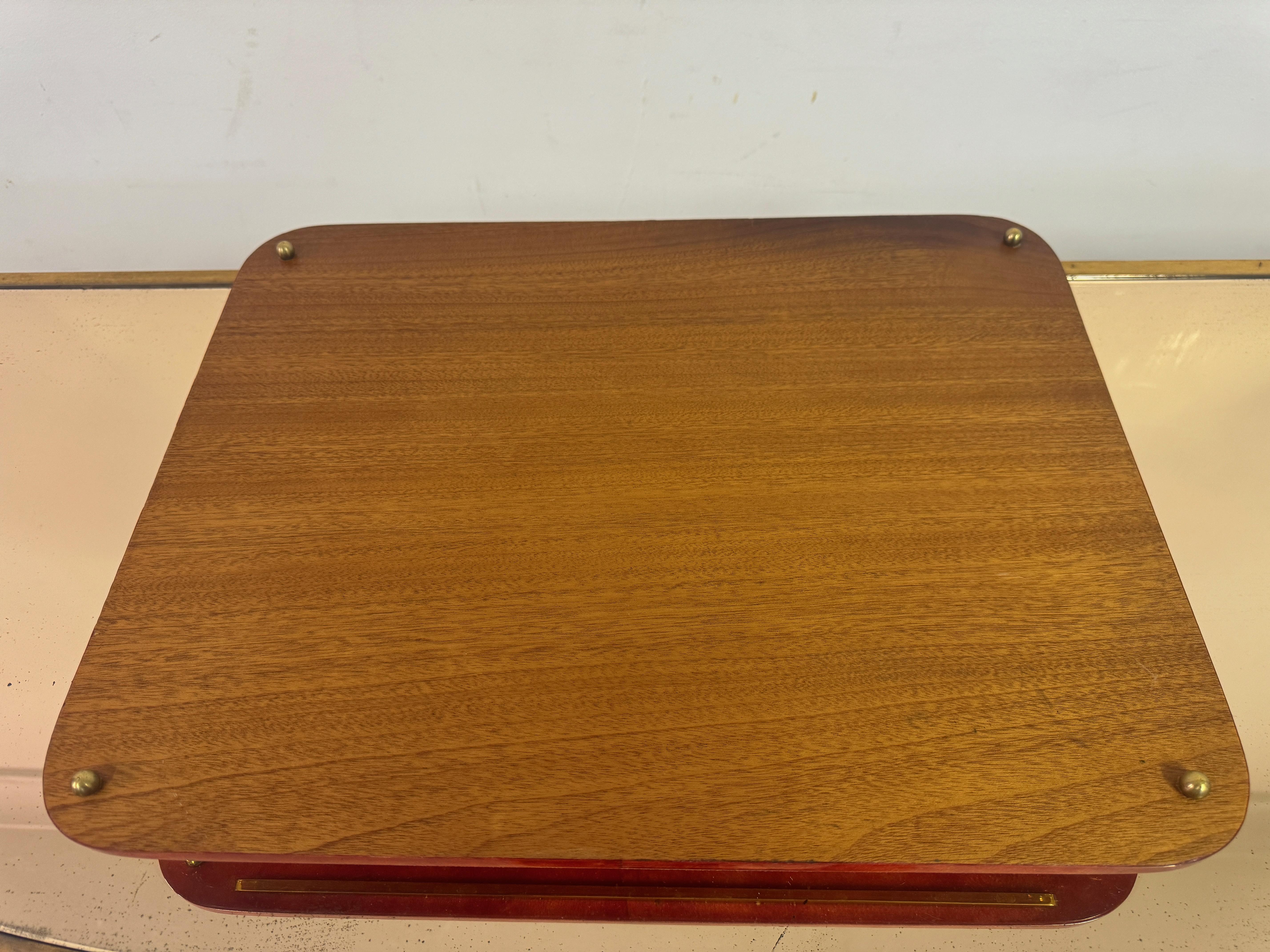 Red Lacquered Goatskin Tray by Aldo Tura 1