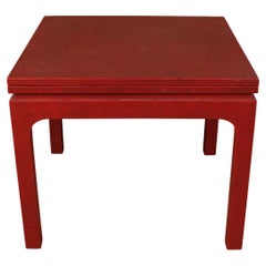 Red Lacquered Grasscloth Expandable Games Table