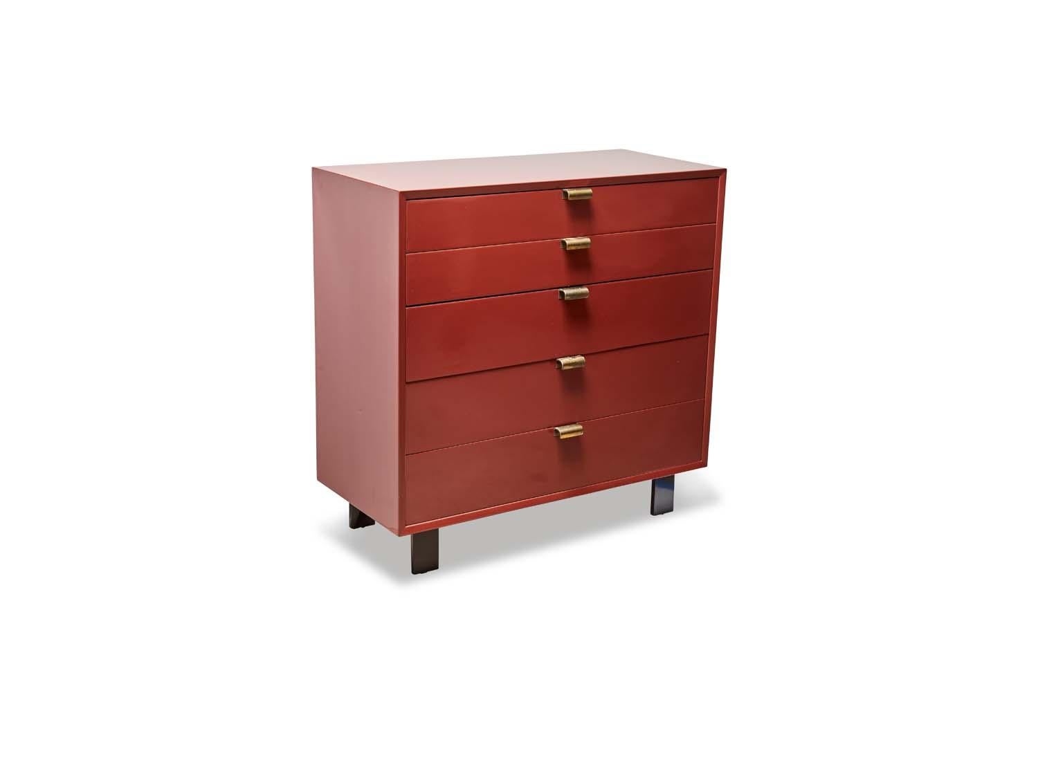 Red lacquered Herman Miller chest by George Nelson.