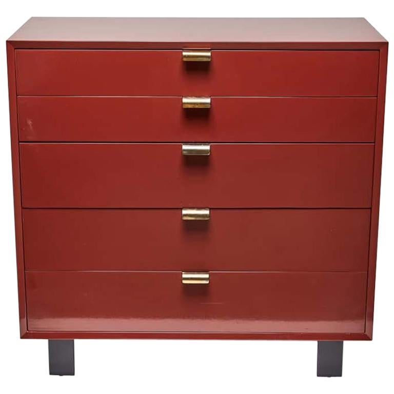 Red Lacquered Herman Miller Chest by George Nelson
