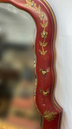 Queen Anne Style Red Lacquered Mirror