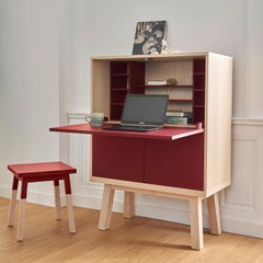 Red Secretary Desk, designed in Paris by Eric Gizard, made in France