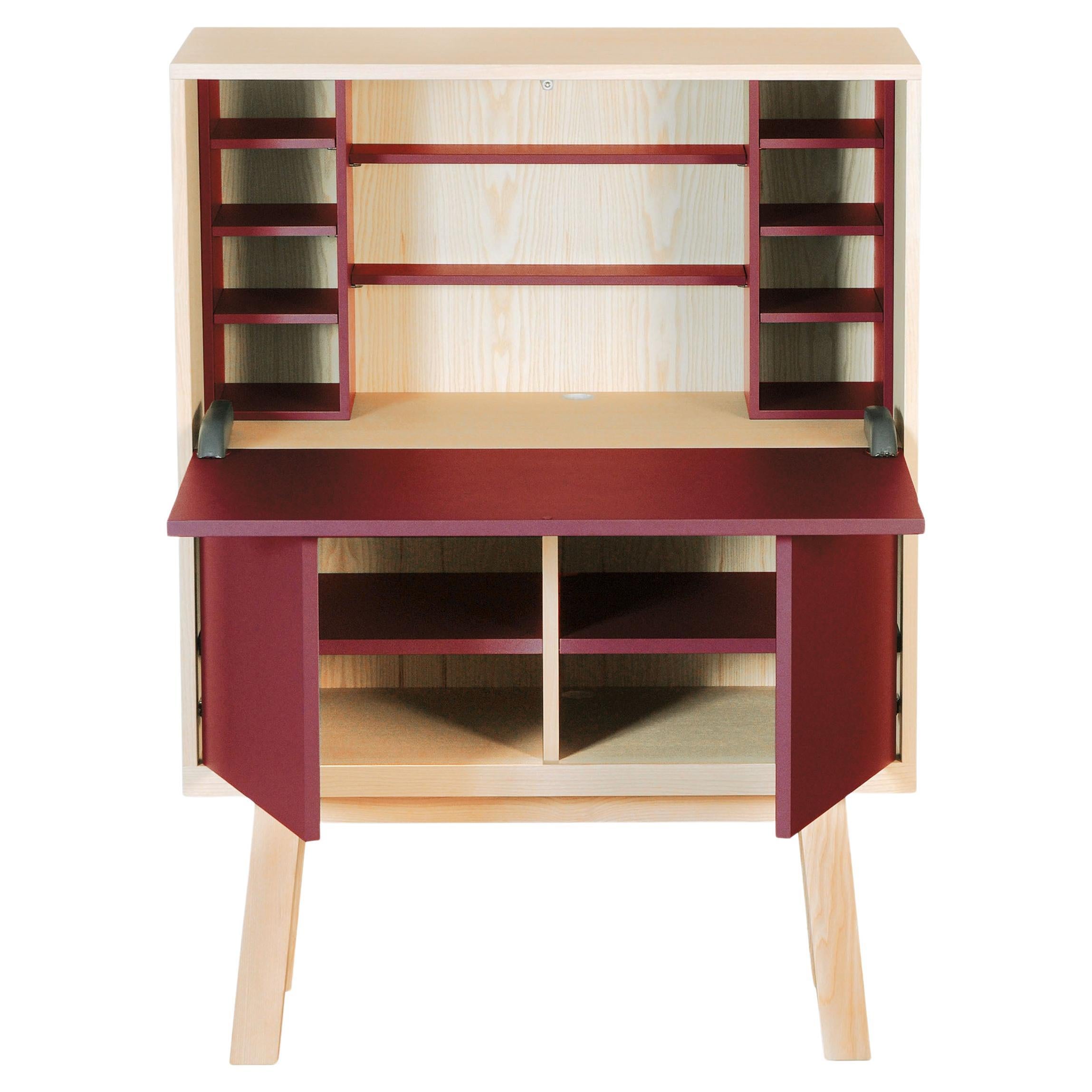 Red lacquered Secretaire Desk, Design E.Gizard in Paris, 11 colours available