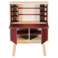 Roter lackierter Sekretär-Schreibtisch, Design E.Gizard in Paris, 11 Farben verfügbar
