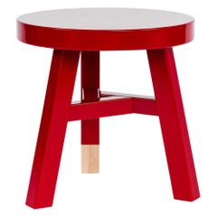 Red Lacquered Solid Birch Merchant Side Table, Moooi 