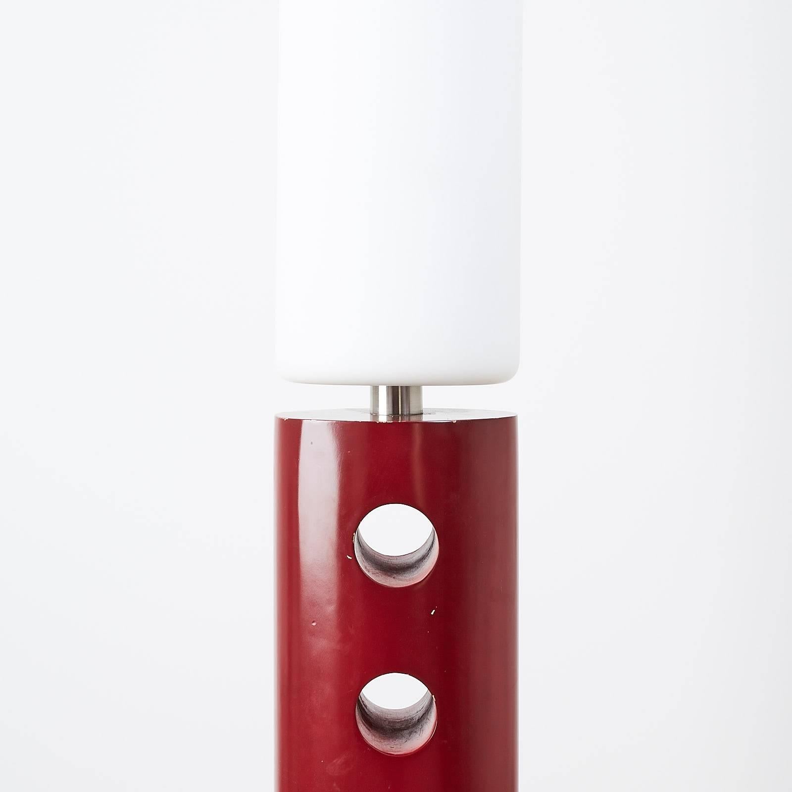 Frosted Red Lacquered Standard Lamp