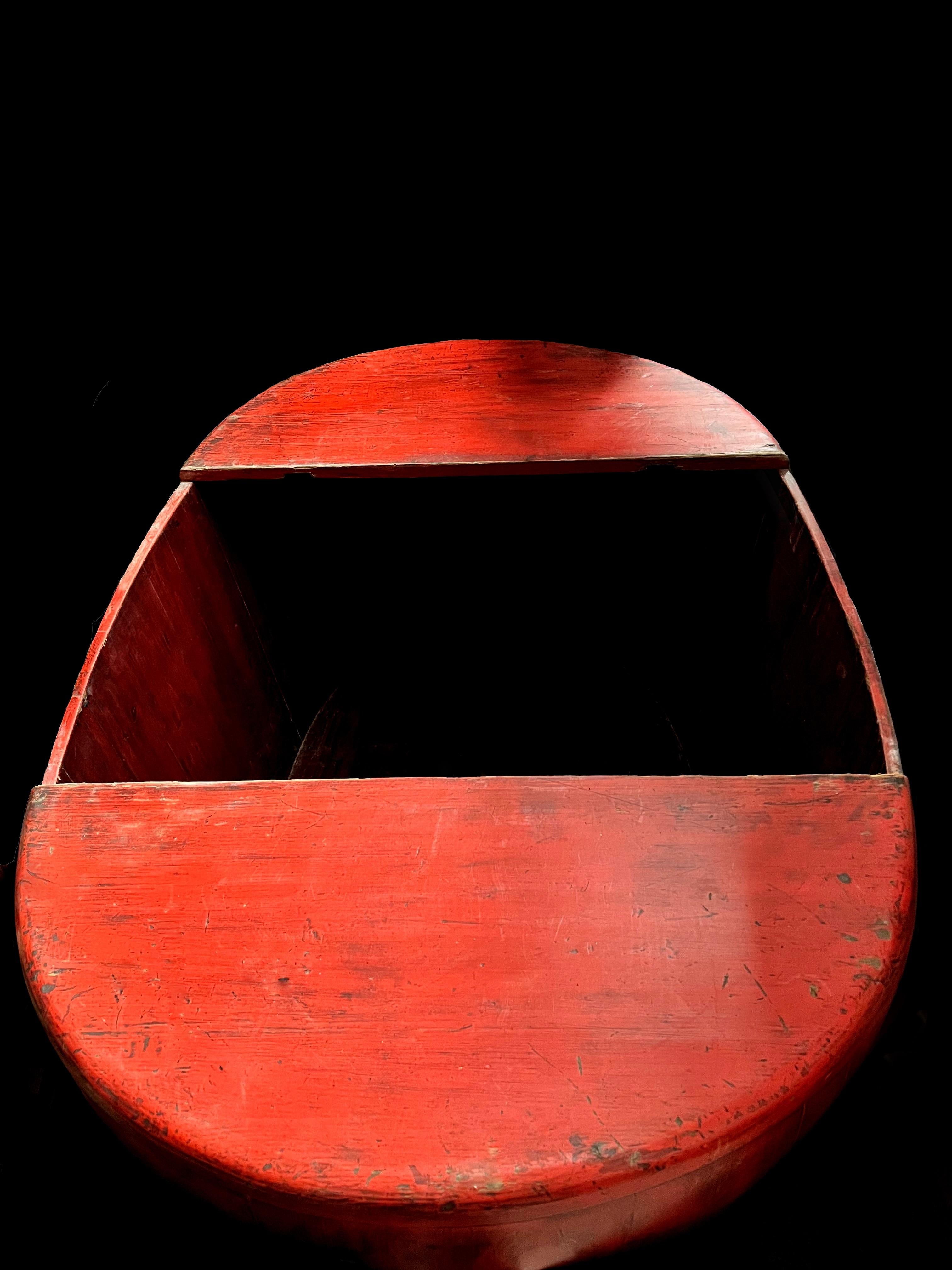 Chinois Baignoire en bois laqué rouge