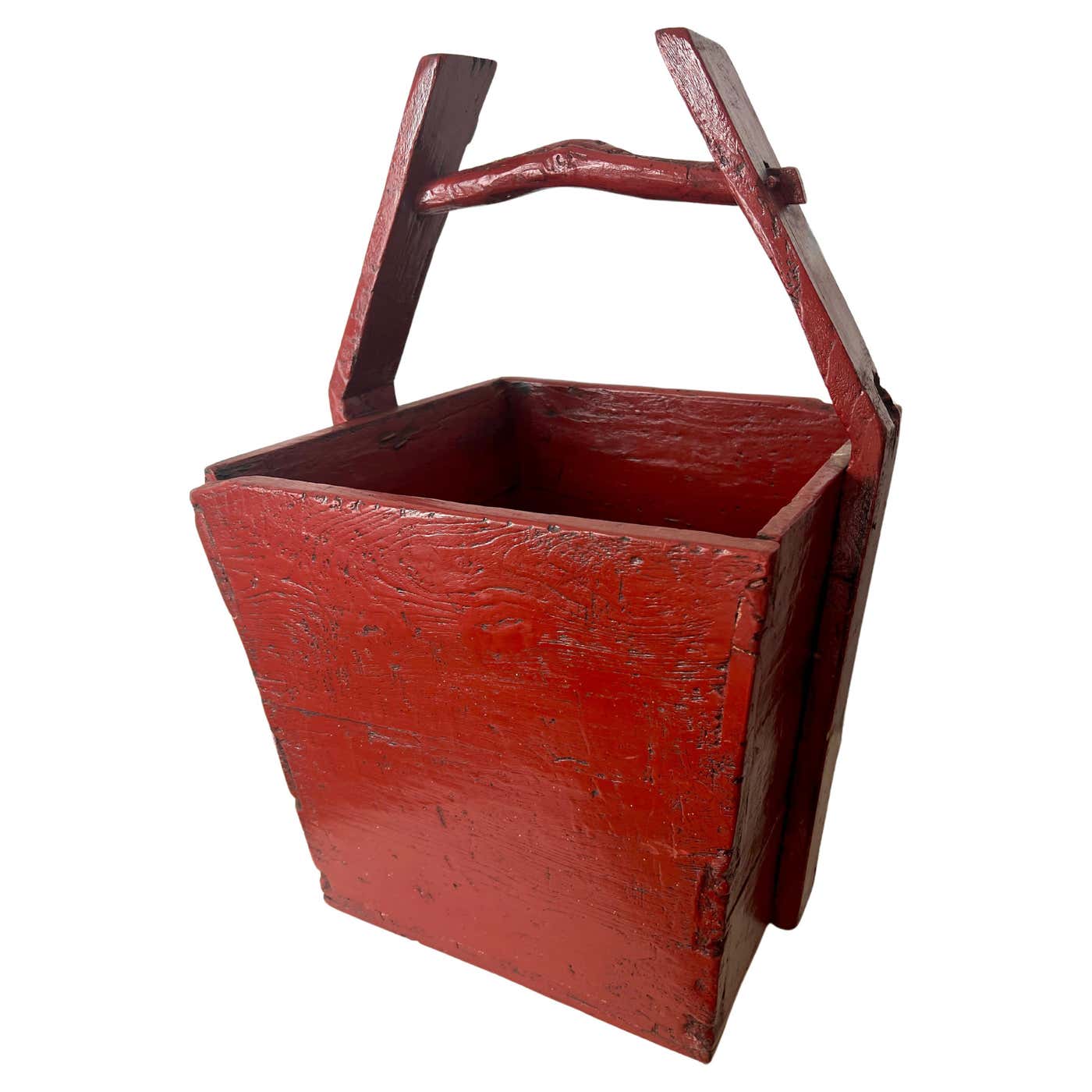 Red Lacquered Wooden Chinese Rice Container Planter or Jardiniere For ...