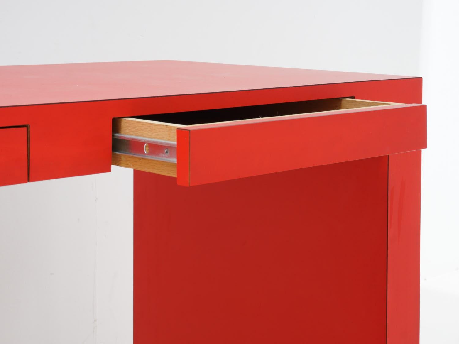 Post-Modern Red Laminate Console Table, 1980s