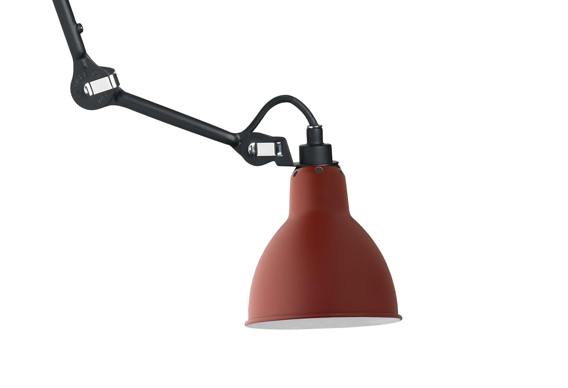 French Red Lampe Gras N° 302 Ceiling Lamp by Bernard-Albin Gras