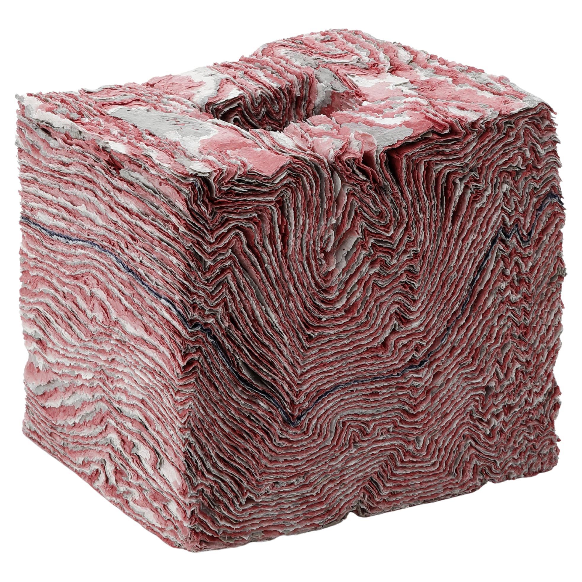 Red Layered Cube Sculpture, Jongjin Park