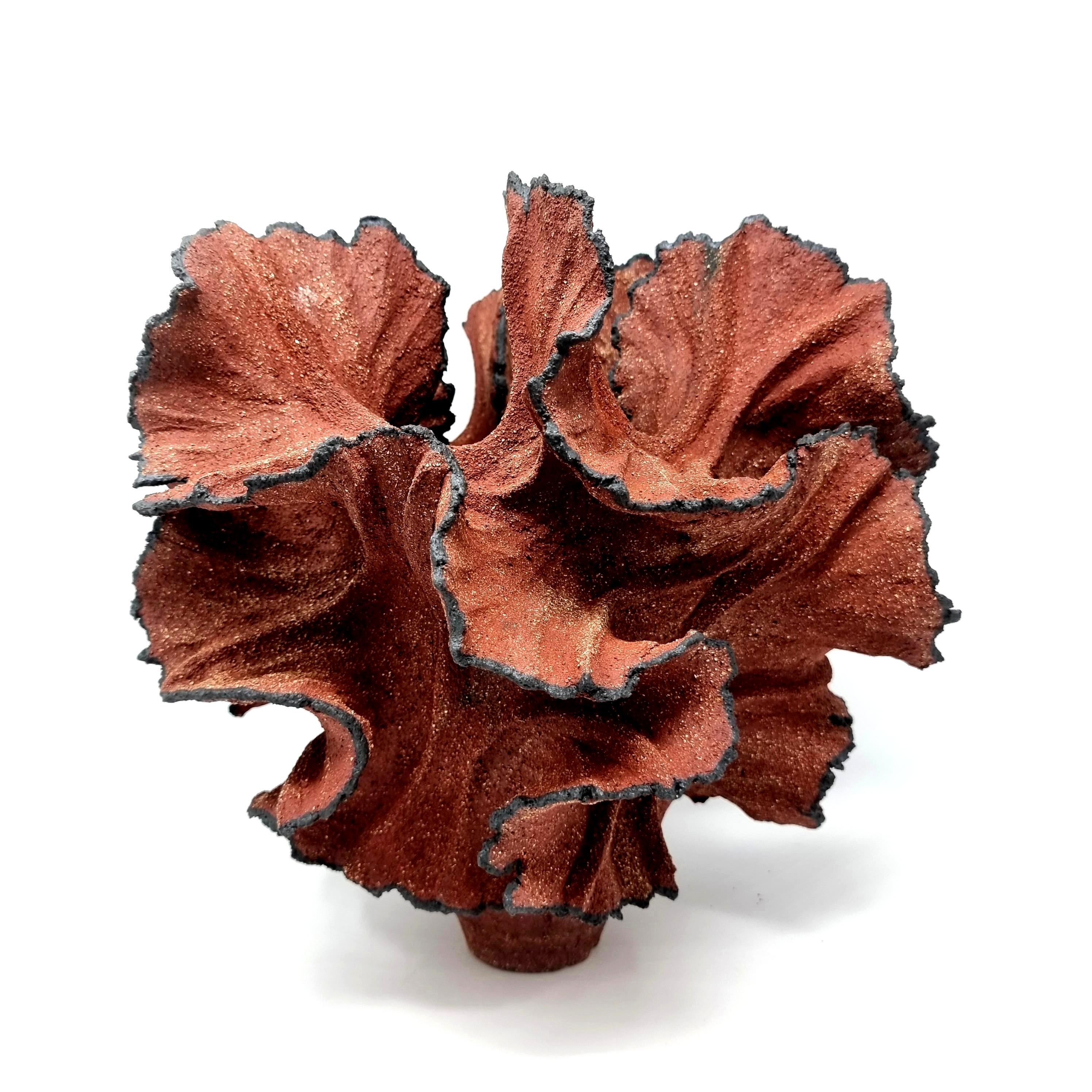 Danish Red Leaf Stoneware Sculpture // 189 For Sale