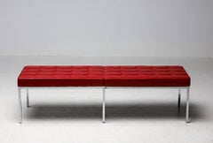 Red Leather 72" Bench by Florence Knoll for Knoll International