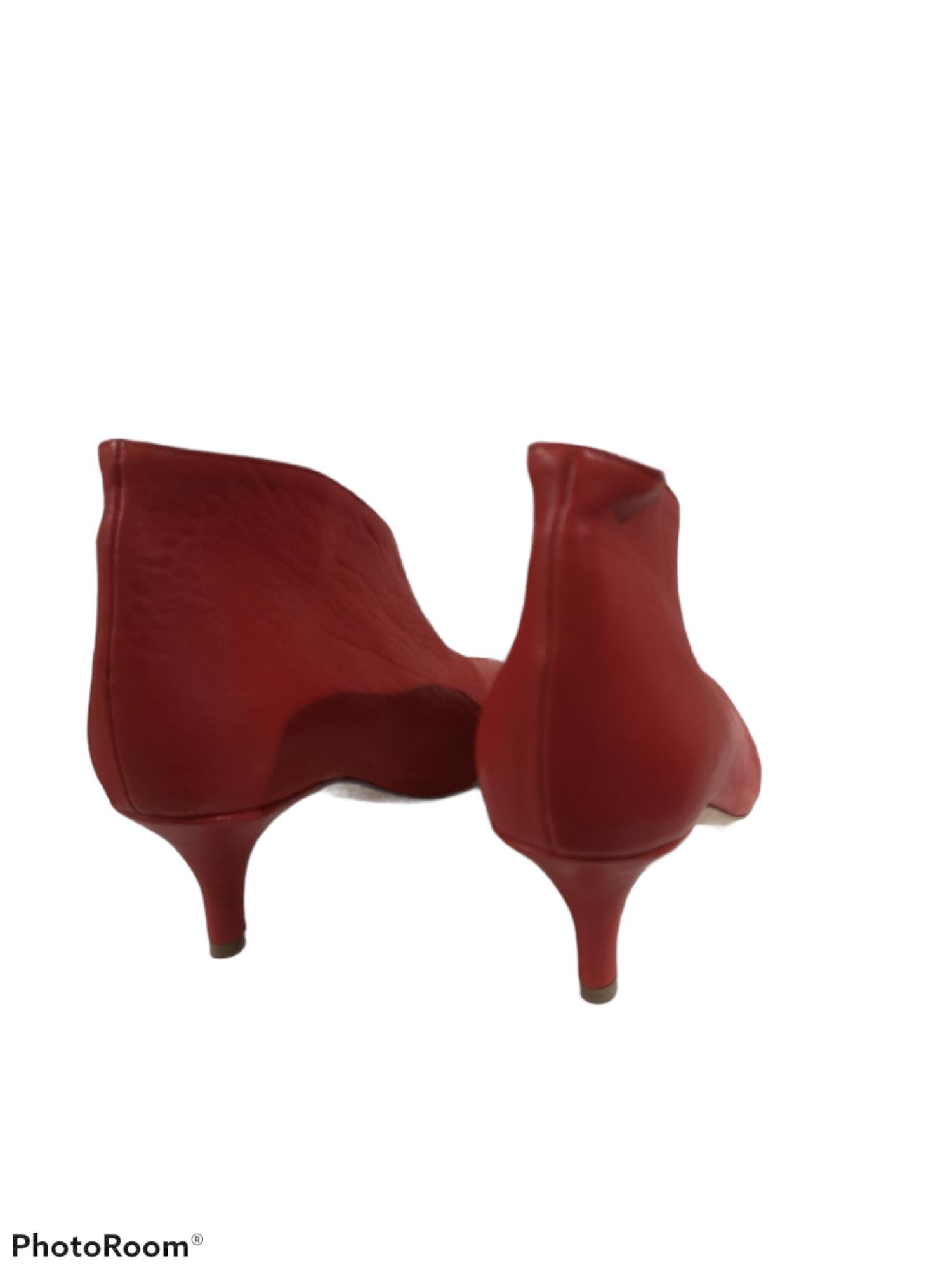 Women's Red leather ankle boot