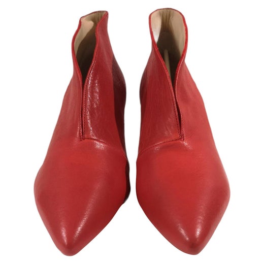 Red leather ankle boot For Sale at 1stDibs