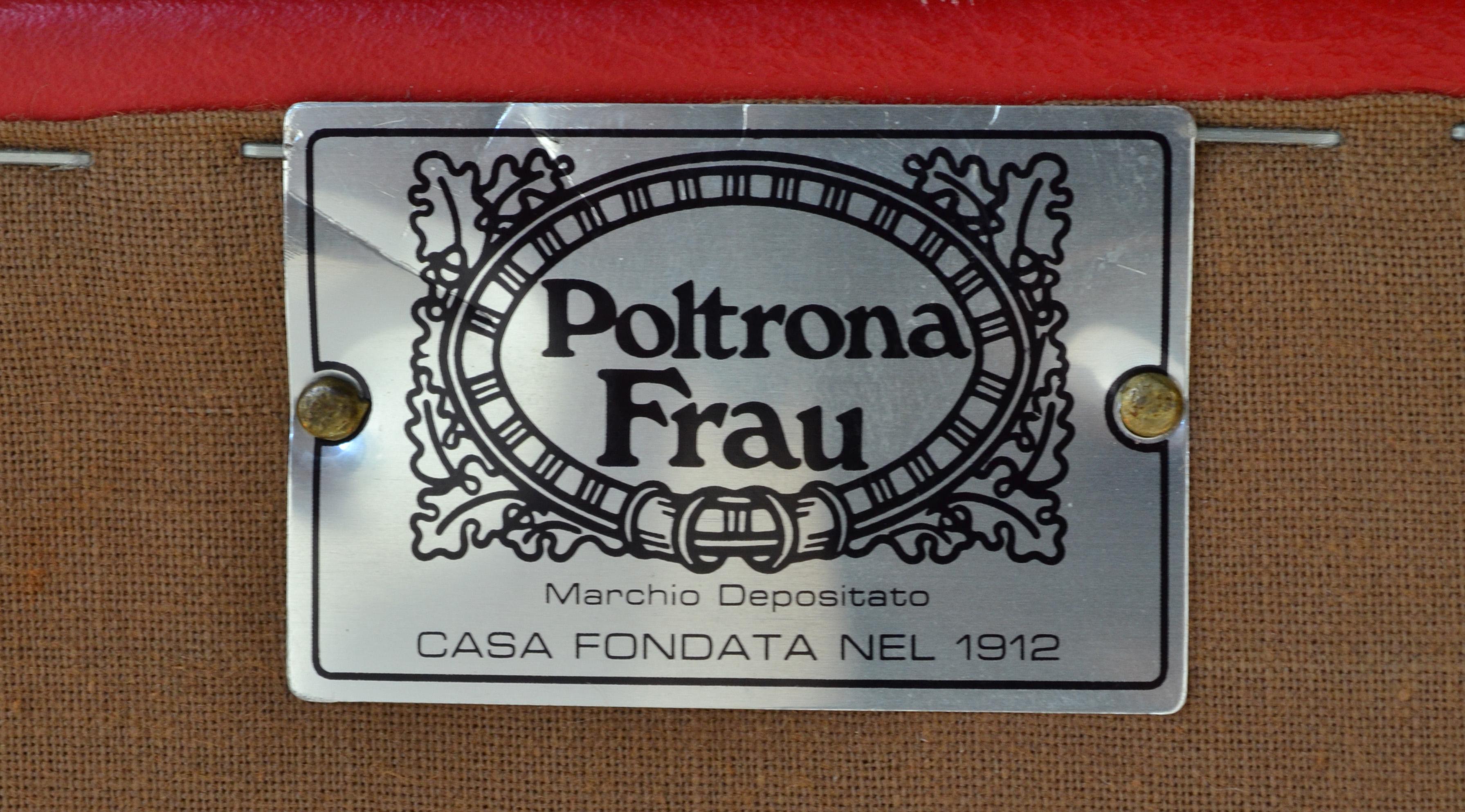 20th Century Red Leather Armchair and Ottoman Vanity Fair by Poltrona Frau Italy