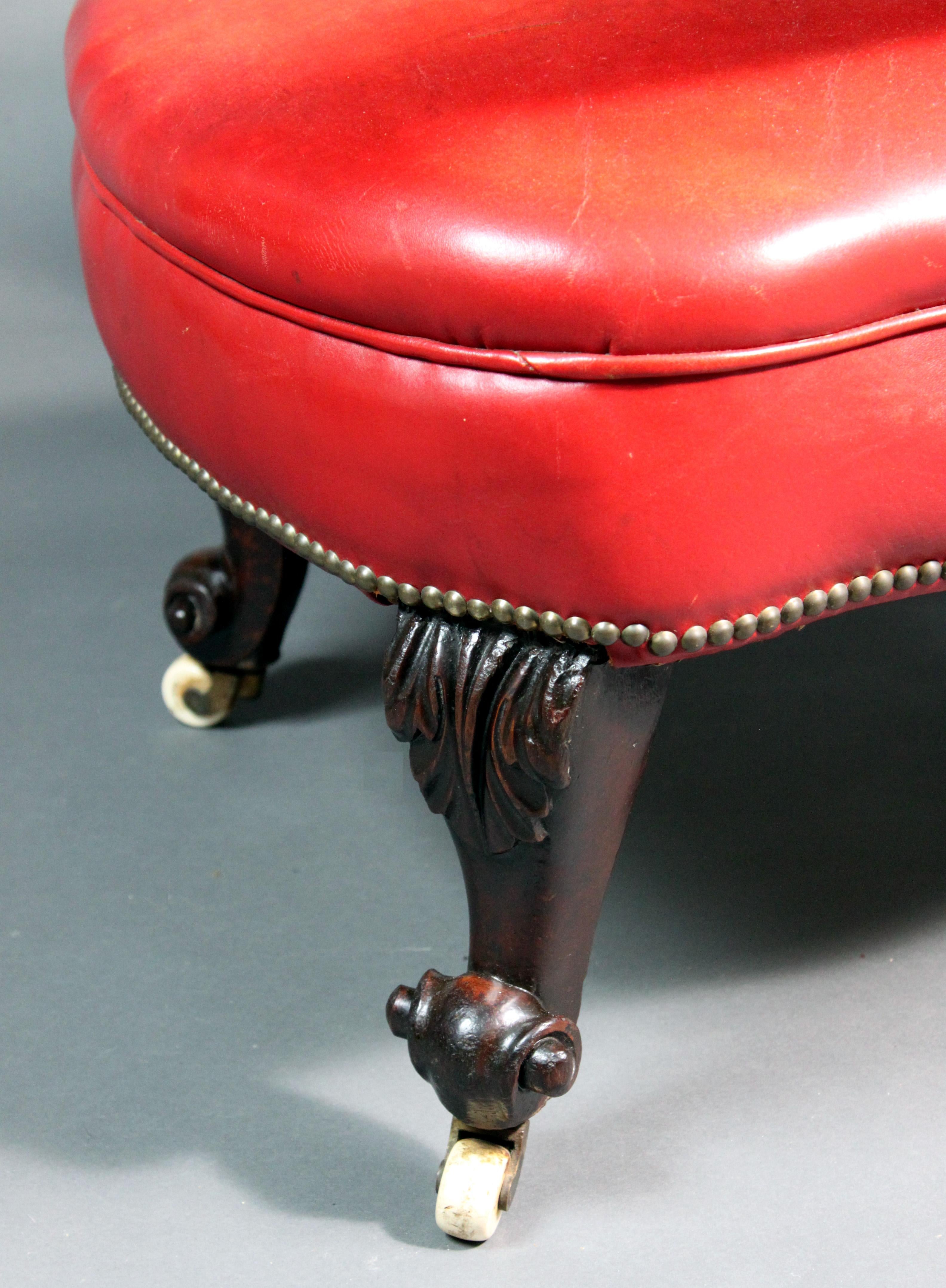 Victorian Red Leather Armchair For Sale
