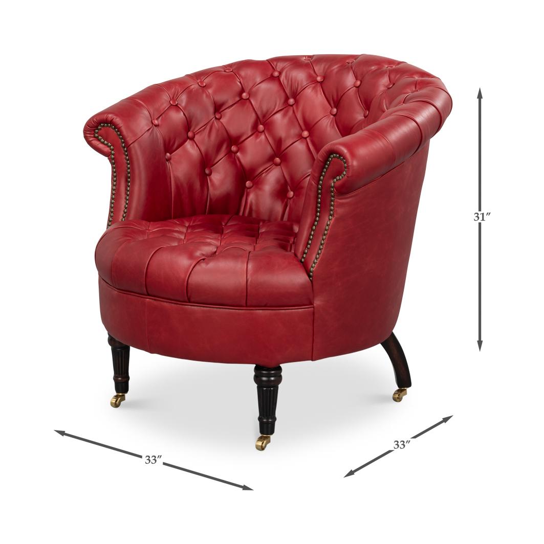 Chaise à dossier en cuir rouge en vente 4