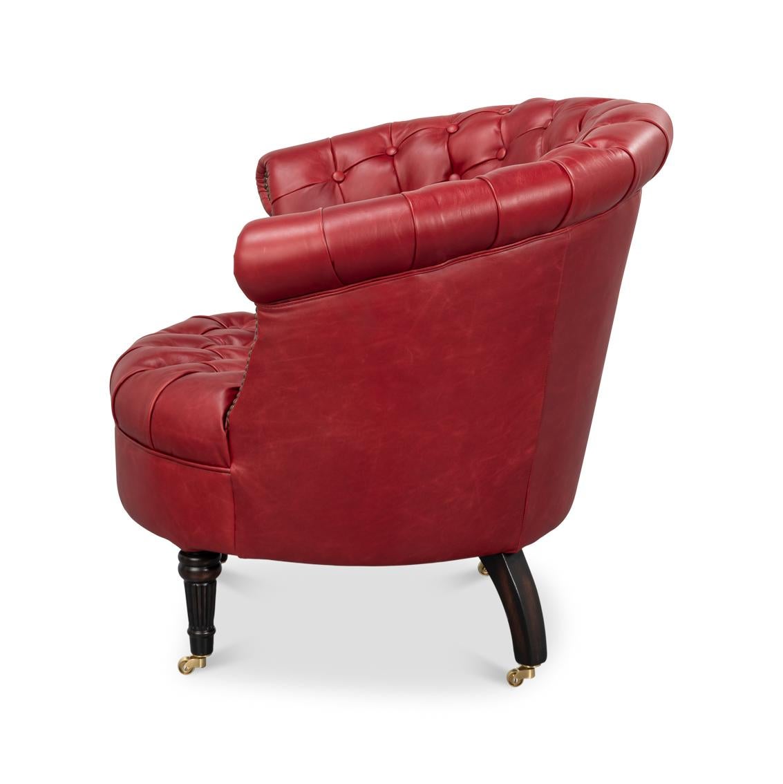 Chesterfield Chaise à dossier en cuir rouge en vente