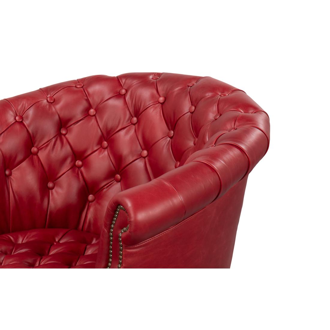 Cuir Chaise à dossier en cuir rouge en vente