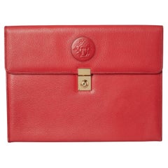 Red leather breifcase with Medusa embosset  Giani Versace Circa 1980's 