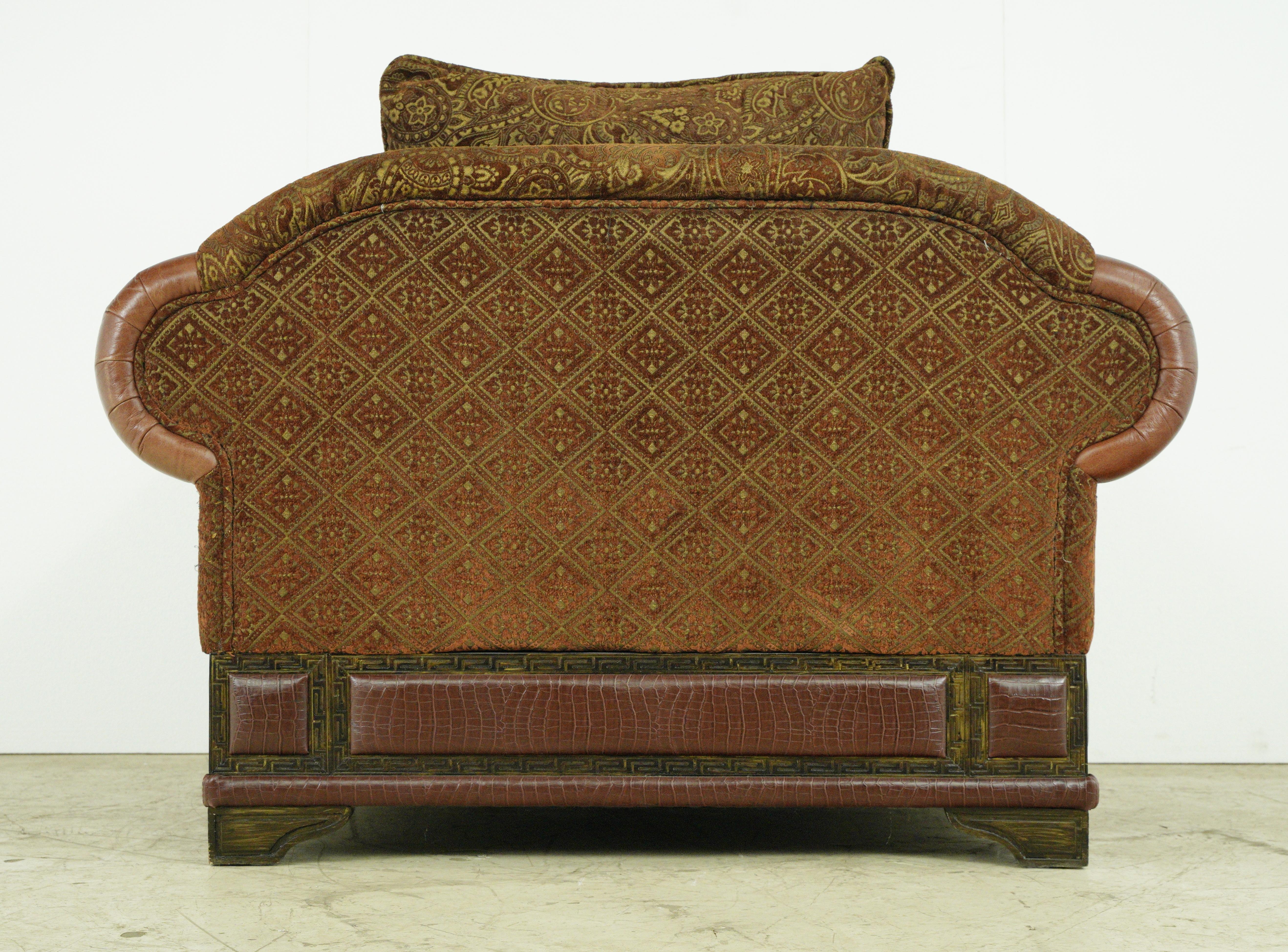 Red Leather Brown & Gold Living Room Seating Set For Sale 6