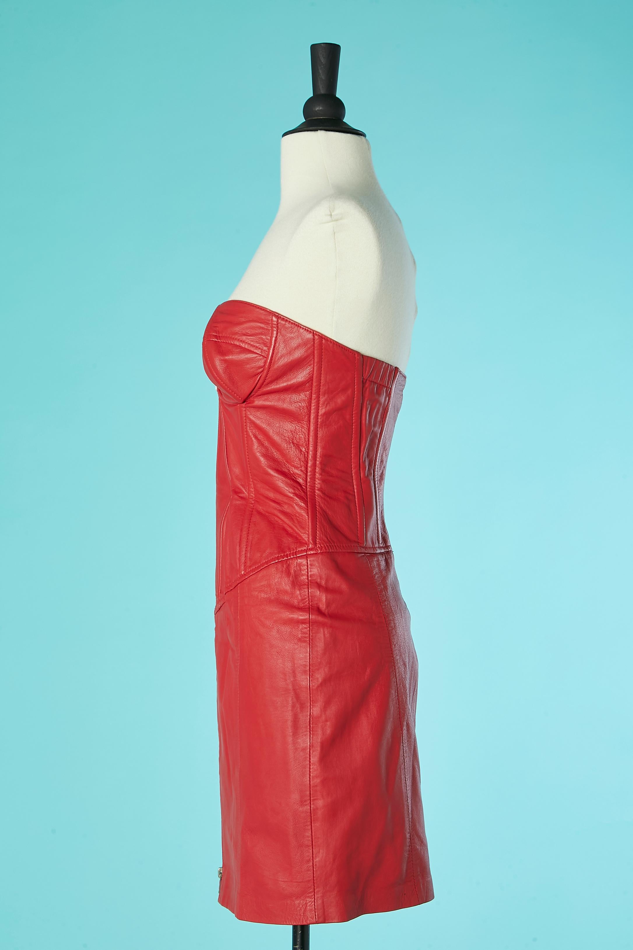 Vestido bustier de cuero rojo con cremallera Michael Hoban North Beach Leather en Bueno estado para la venta en Saint-Ouen-Sur-Seine, FR