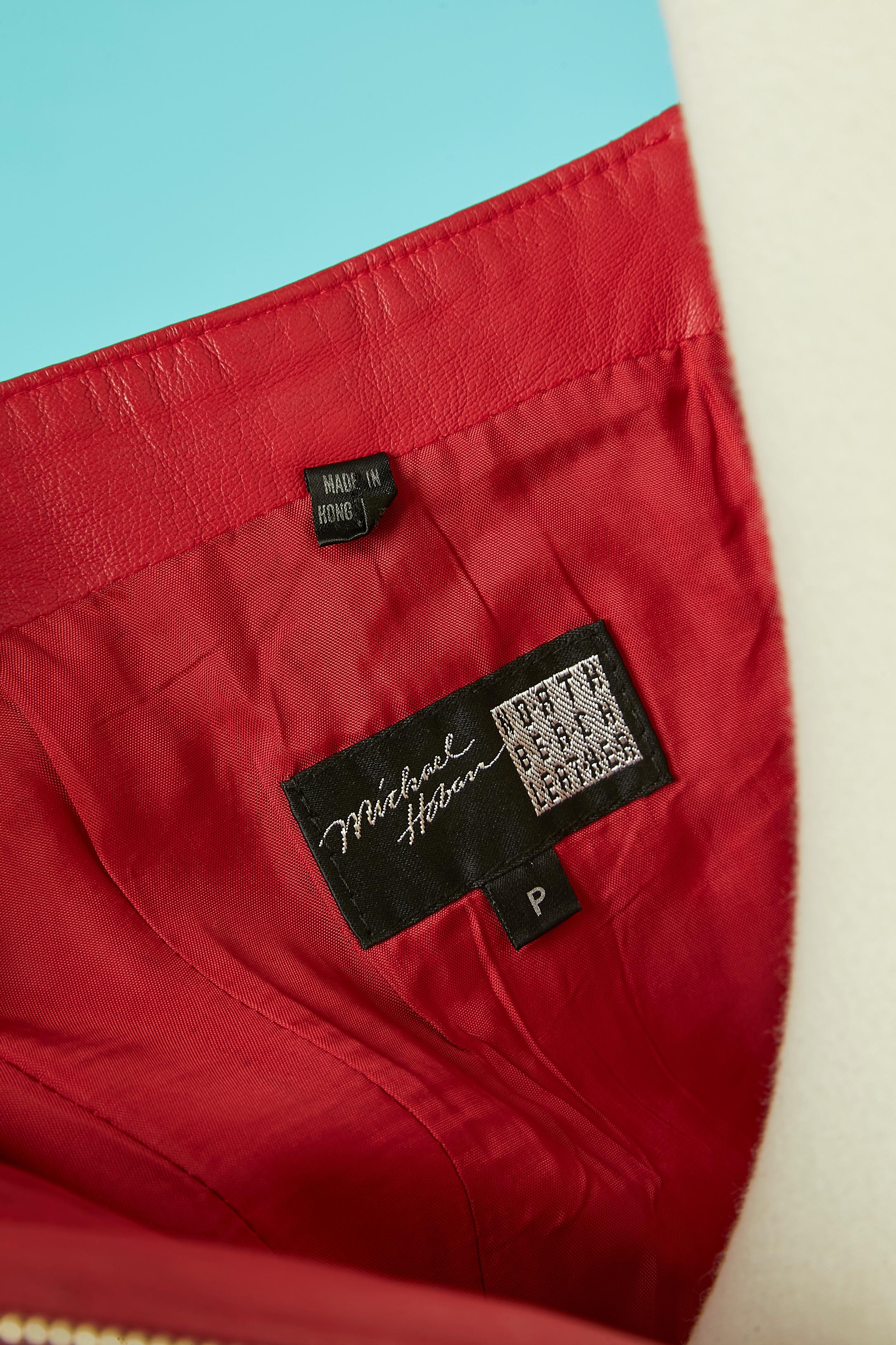 Vestido bustier de cuero rojo con cremallera Michael Hoban North Beach Leather en venta 1