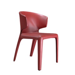 Red Leather Cassina Hola 367 Dining Armchair