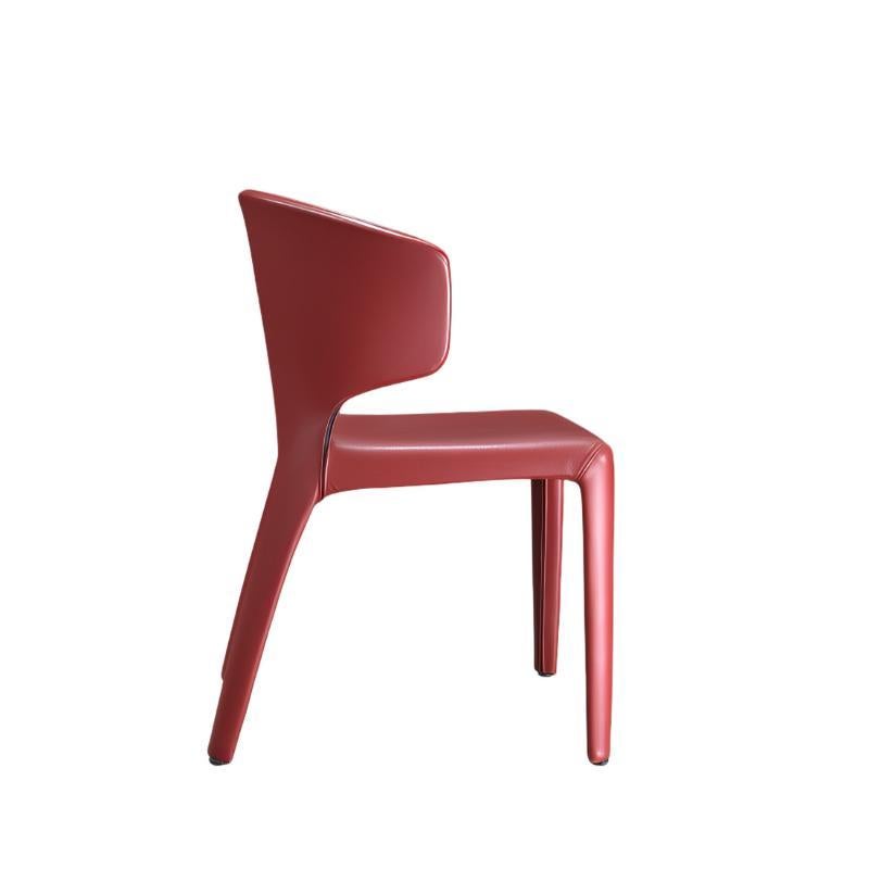 Modern Red Leather Cassina Hola 367 Dining Armchair For Sale