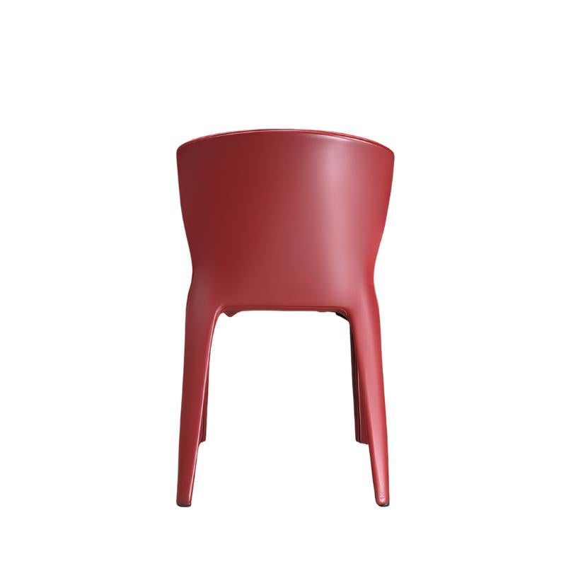 Italian Red Leather Cassina Hola 367 Dining Armchair For Sale