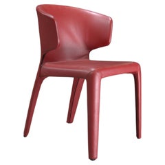 Red Leather Cassina Hola 367 Dining Armchairs 