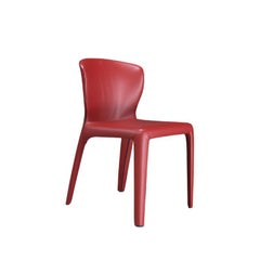 Red Leather Cassina Hola Dining Chair