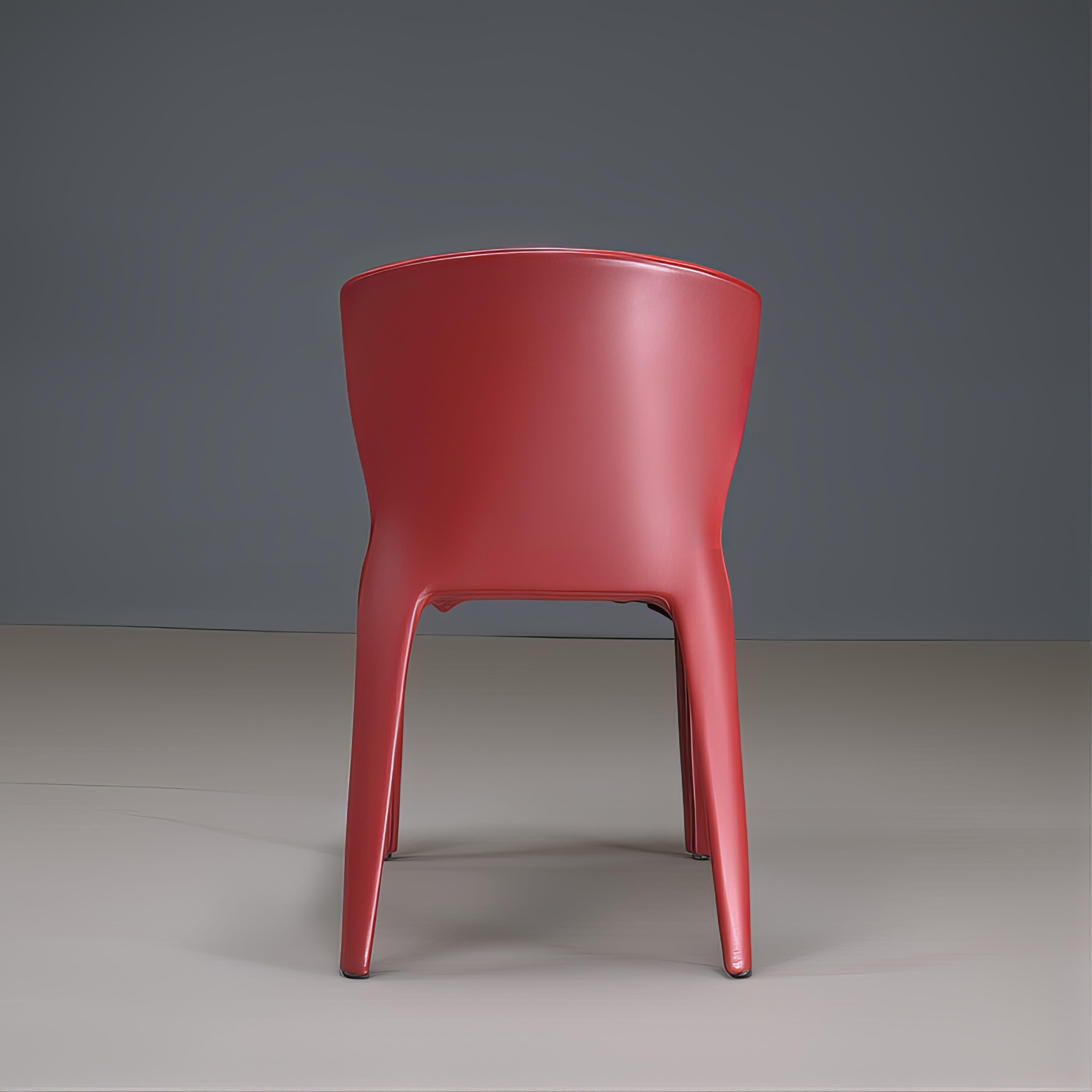 Italian Red Leather Cassina Hola Dining Chair