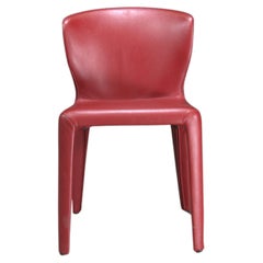 Red Leather Cassina Hola Dining Chairs, Set of 8