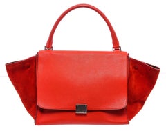 Red leather Céline Medium Trapeze bag with gold-tone hardware