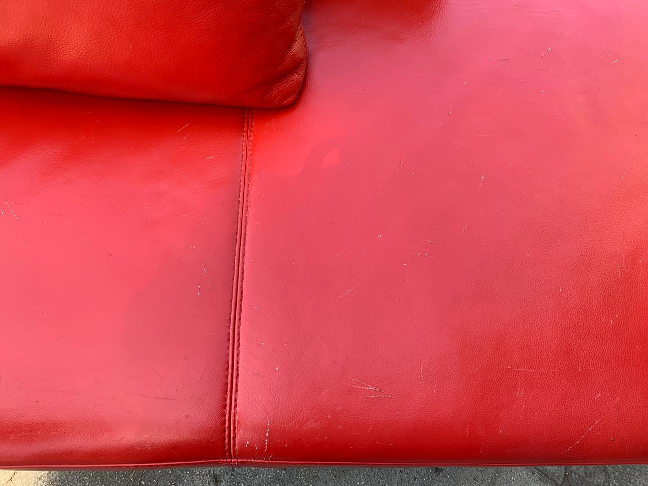Red Leather Chaise by Nicoletti Italia 9