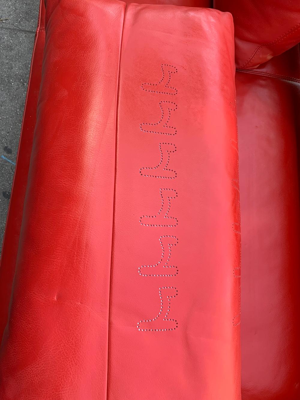 Red Leather Chaise by Nicoletti Italia 11