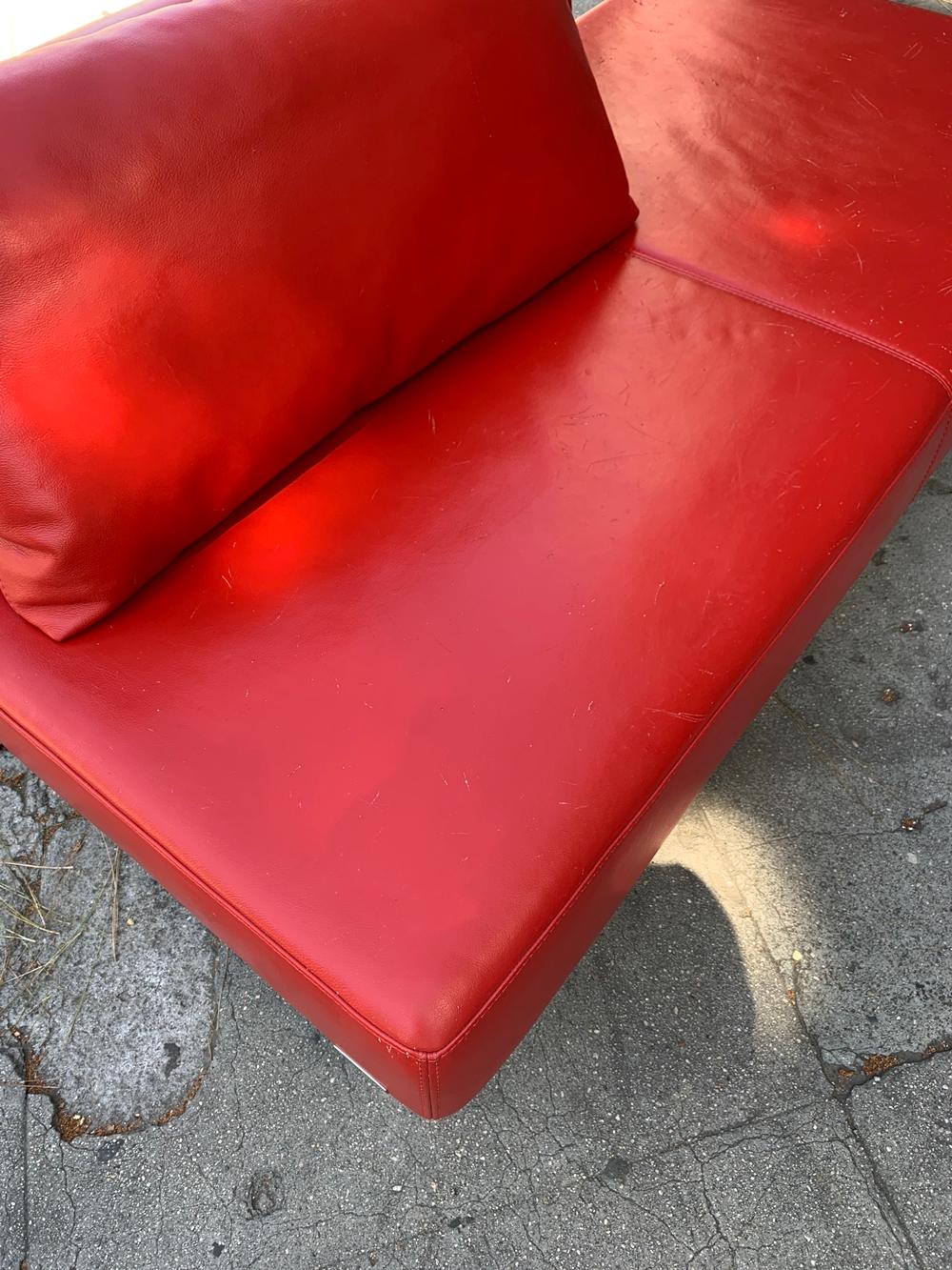 Red Leather Chaise by Nicoletti Italia 13