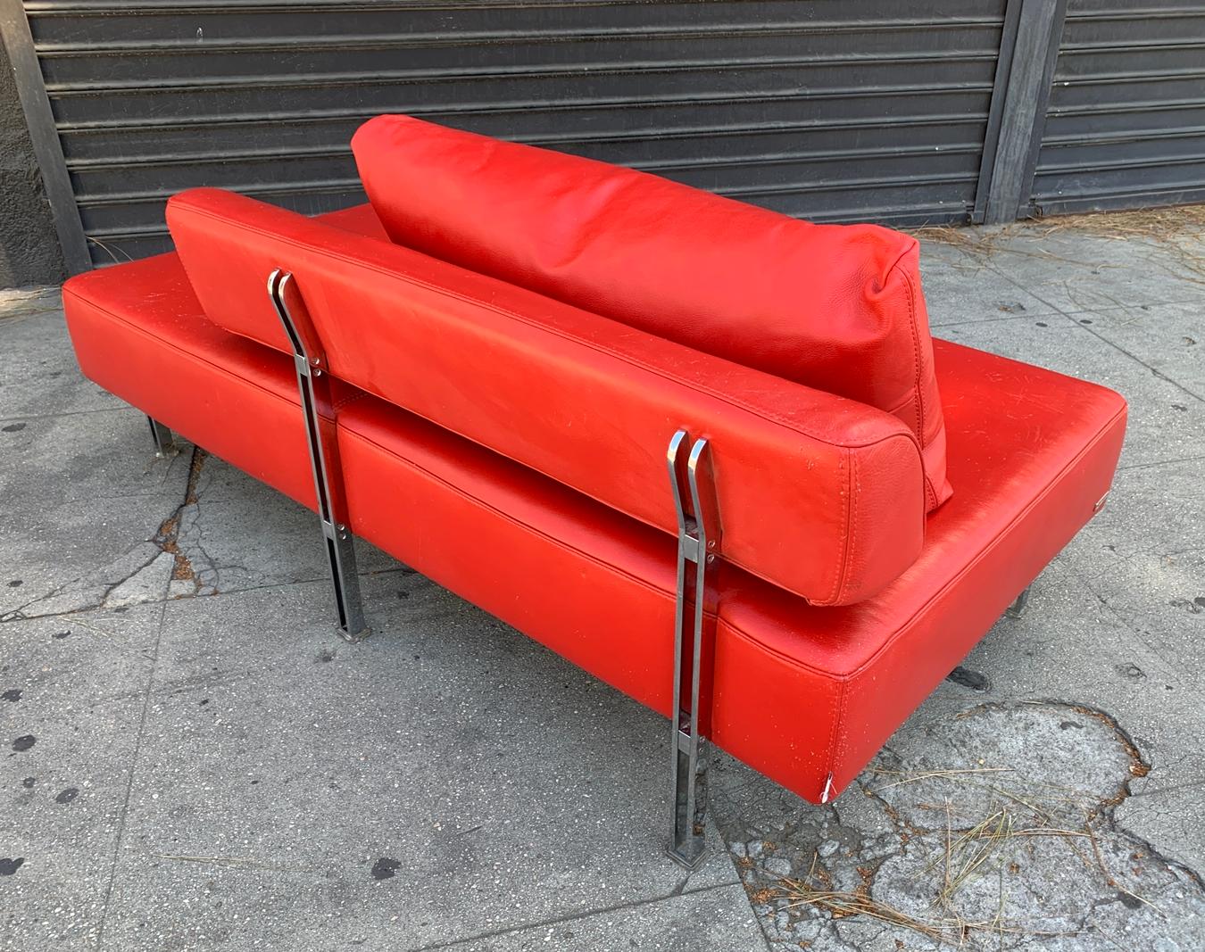 red leather chaise lounge