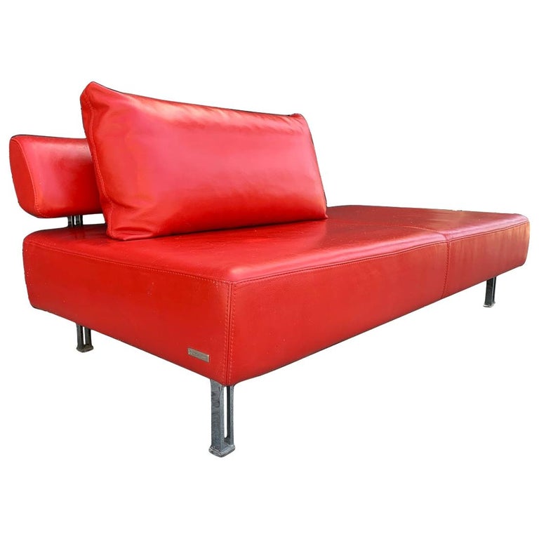 Red Leather Chaise by Nicoletti Italia at 1stDibs red leather chaise